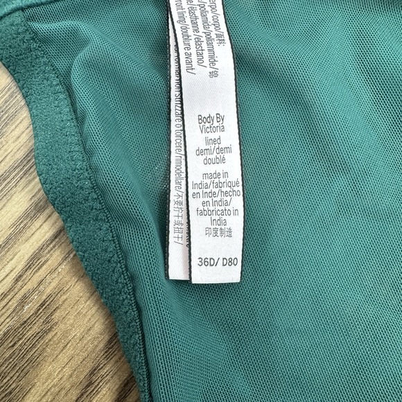 Victorias Secret Bra Womens 36D Green Lace Corset Underwired Boning Coquette - Picture 14 of 16